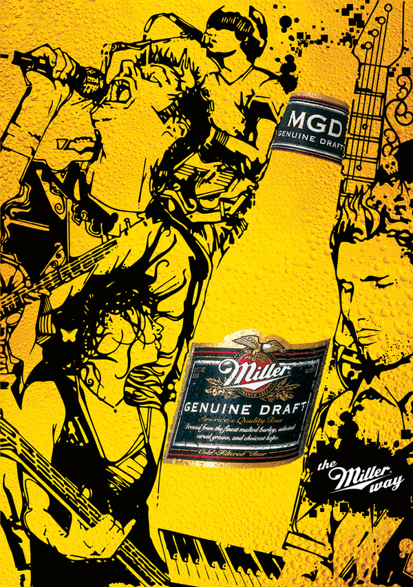 beer beverage alcohol Miller Genuine Draft mgd It's Miller Time drink lifestyle Vector Illustration vector