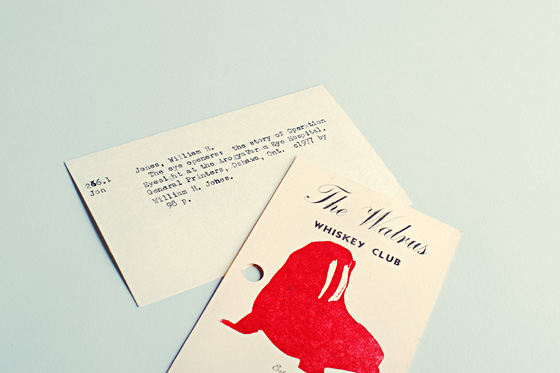 letterpress Whiskey print membership card National Press walrus