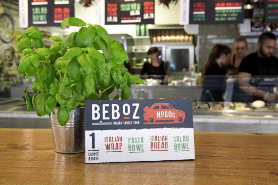 London beboz design branding  fastfood UK Italian food print menu Outdoor