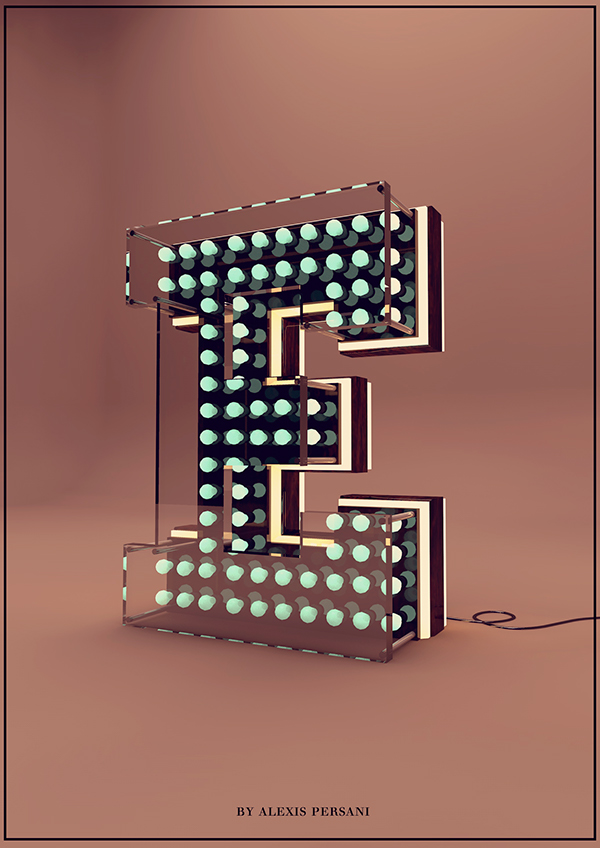 creativ alphabet neon modeling photoshop Cinema 3D 4d realflow letter lettre typo letters colour colours