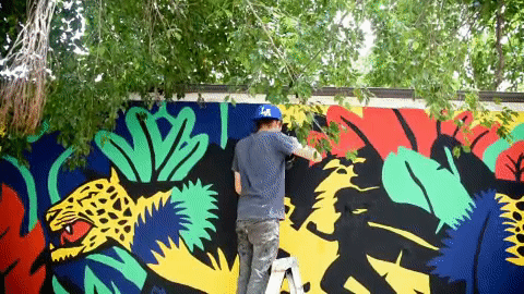 Mural jaguar nicargaua Ecology colors ILLUSTRATION  Rizoma painting   benavente feline