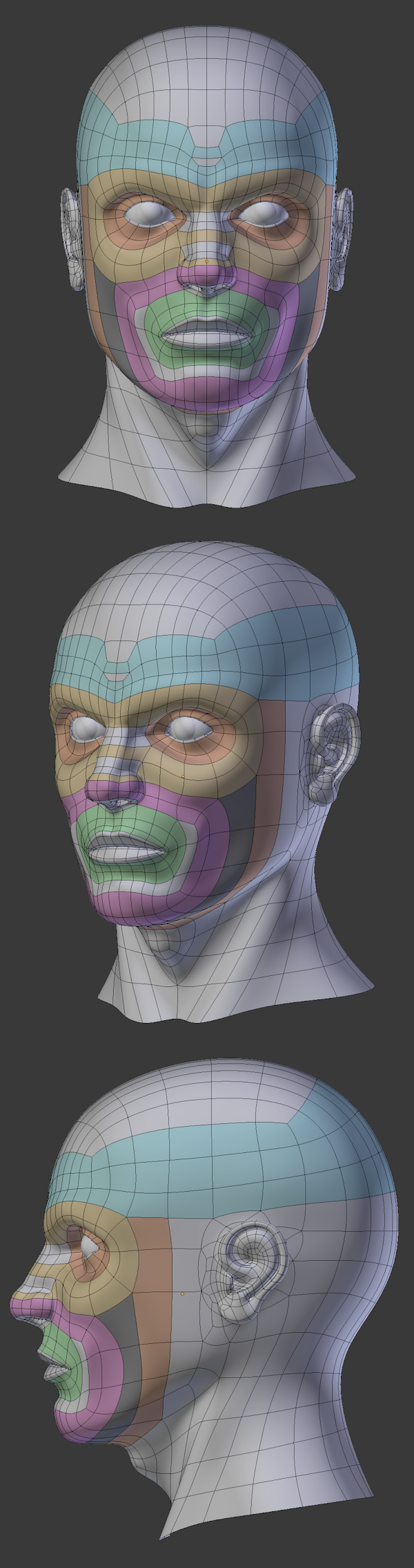 head face topology bronze blender cycles shader Render 3D
