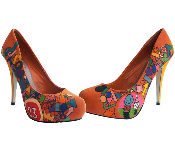 highheels art heels shoes orange custom shoes high heels painted heels painted shoes