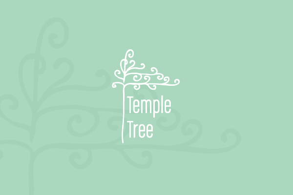 logo identity Tree  temple green violet gold aqua