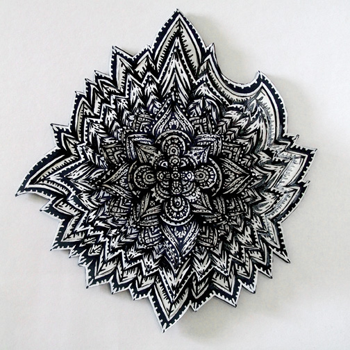 black and white pattern detail Mandala geometric Nature flower paper paper sculpture