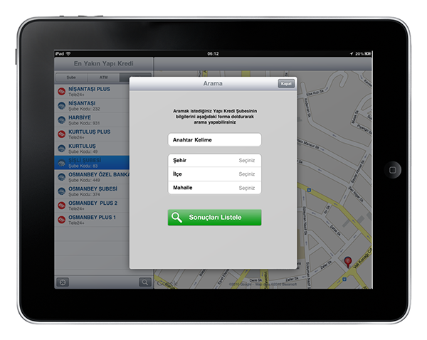 iPad iphone app yapi kredi finance banking