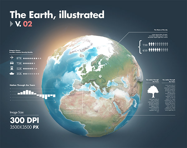 Illustrations of the Earth and Infographics