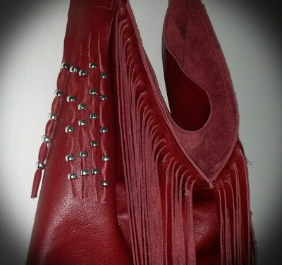 handbag DIY finge red leather cowhide leather Hobo accessories