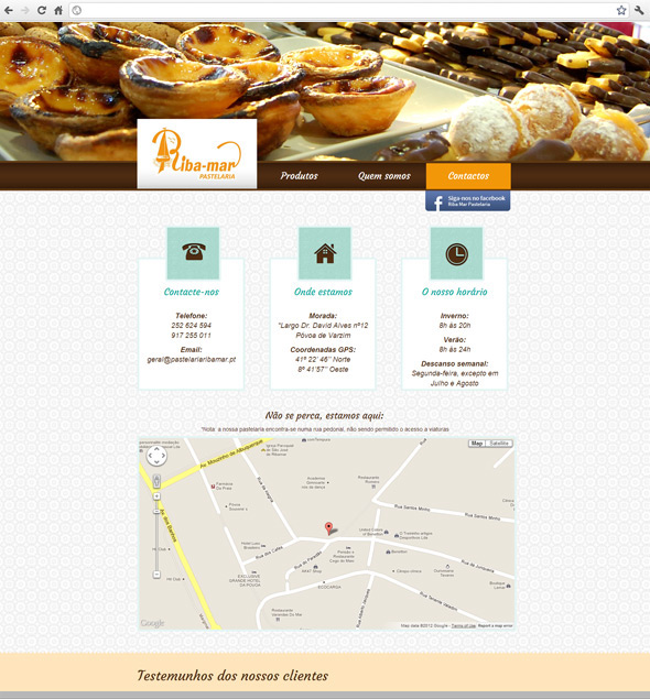 Pastelaria riba-mar Website Webdesign póvoa de varzim