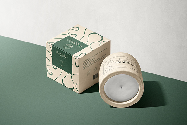 Huggelys candle packaging design