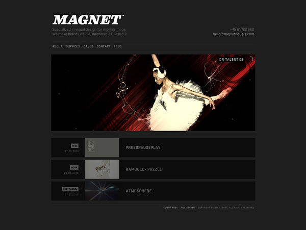 magnet design studio Interface motion design wordpress dark simplistic clean