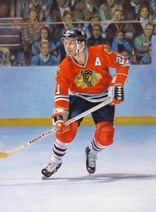 sports hockey portraits figures people trading cards males acrylic paintings