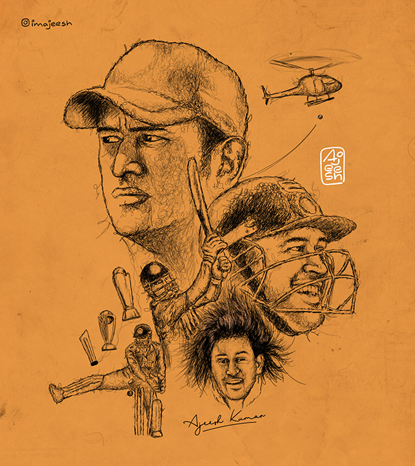 MS Dhoni | Scribble Drawing