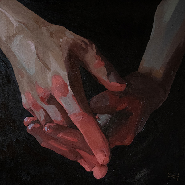Hands painting
