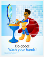 hand Washing bubbles kids superheroes clean water soap