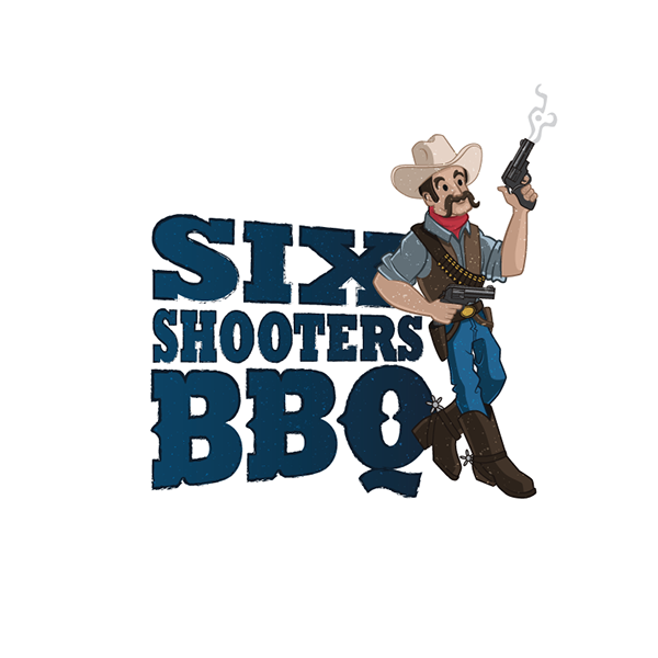 cowboy ranch six shooter BBQ western southern restaurant Food  Character cartoon