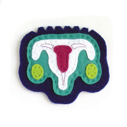loobeensky brooch felt uterus anatomy human woman girl handmade