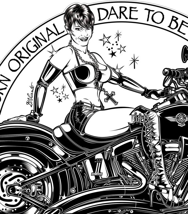 Harley Davidson kymberly jo pin-up D.VICENTE david vicente dvicente-art.com motorcycle Fat Boy