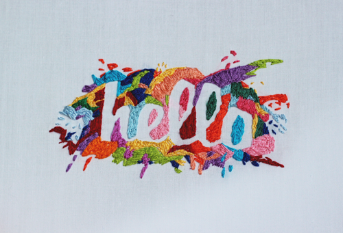Embroidered lettering