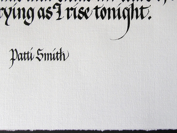 broad nib poem Patti Smith gothicized italic
