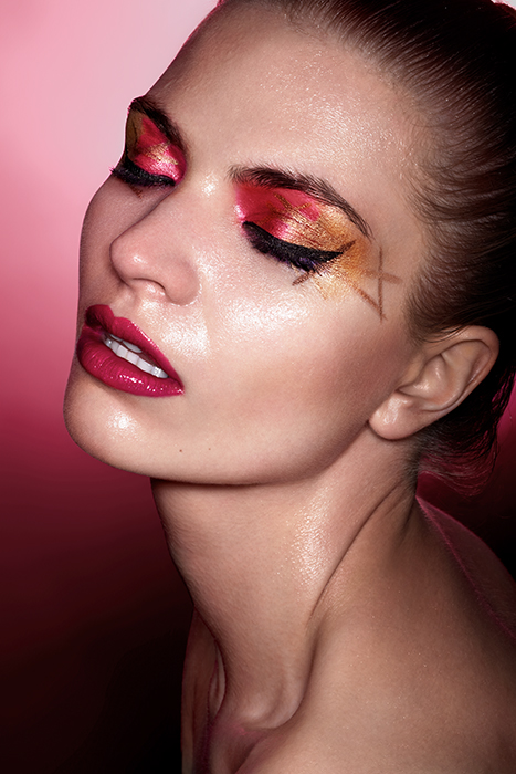 beauty makeup nyc model wet sweat color vivid