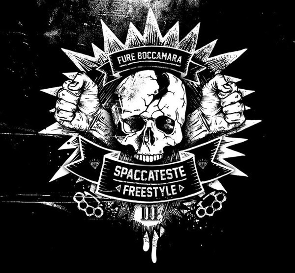 Spaccateste Freestyle Logo logo Videoclip skull draw black and white tattoo Knuckles handmade illustrazione diamond  spray fist rap Street