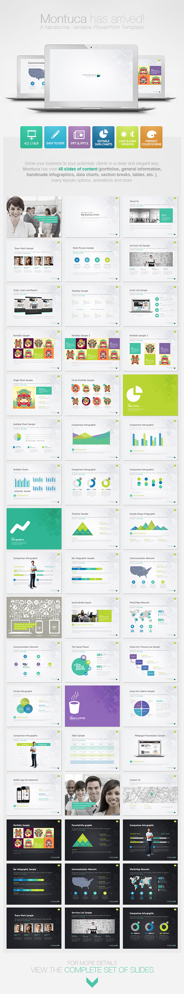 Powerpoint  template  presentation  montuca corporate  Inforgraphics dat smart business