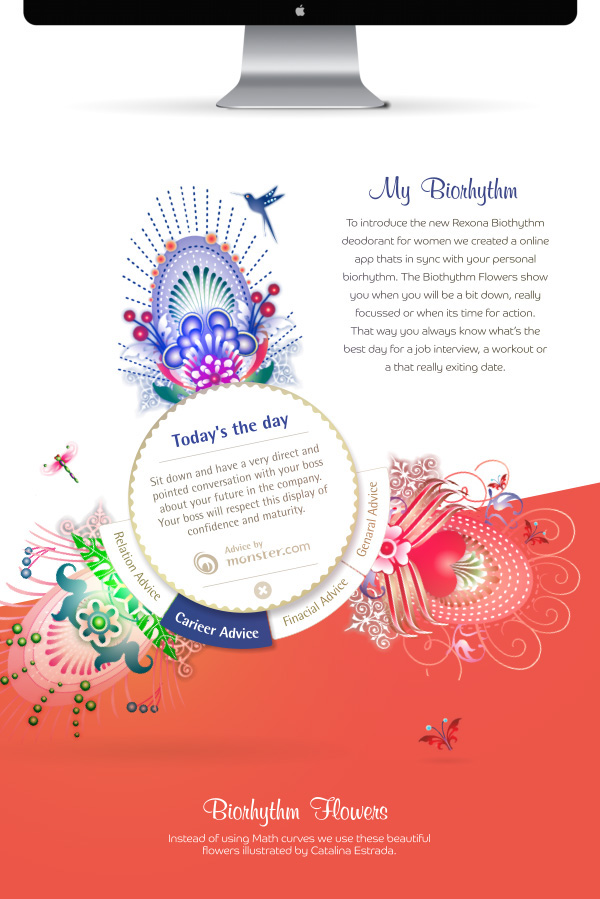Rexona Flowers care Biorhythm women app tool Website