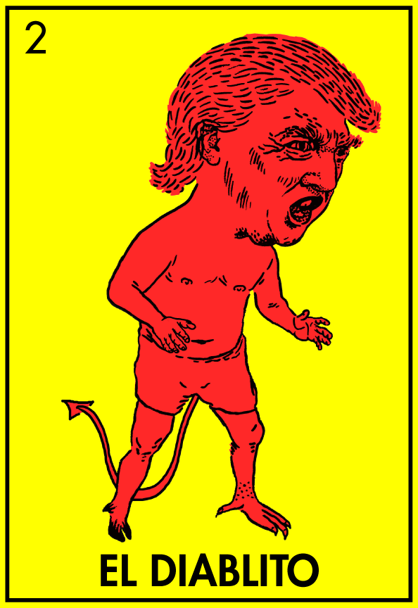 Adobe Portfolio loteria Trump diablo diablito mexico red ink