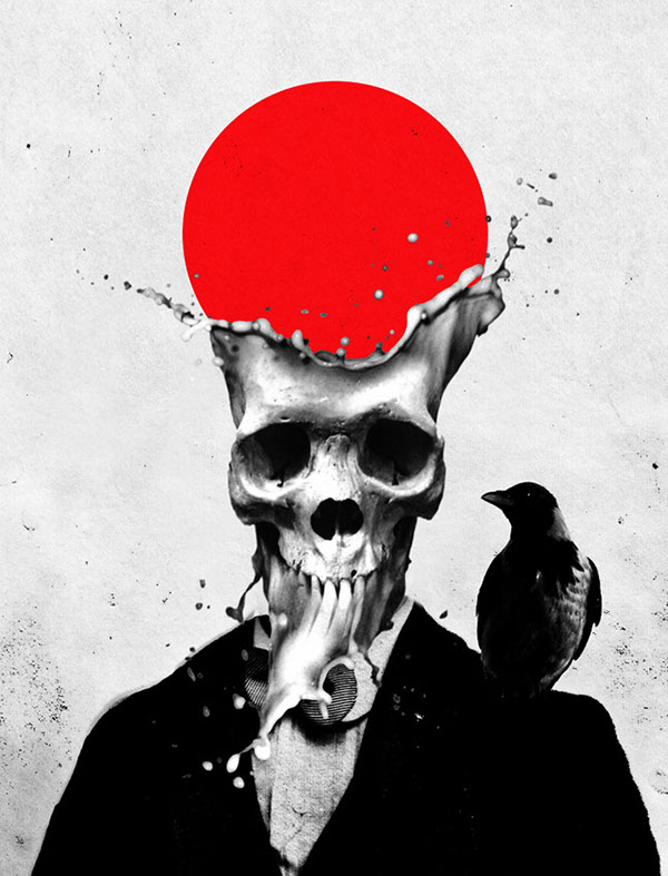 skull collage humor dark fantasy