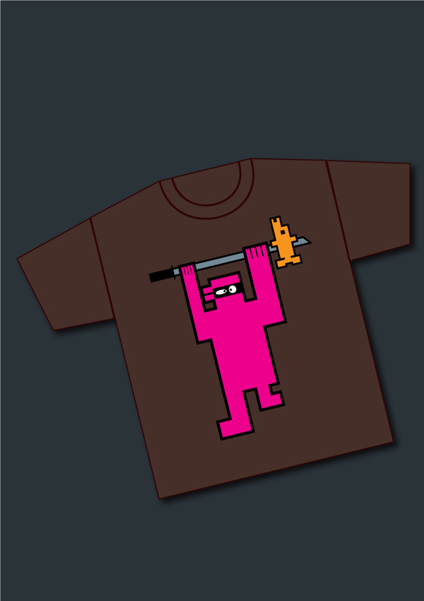 t-shirt pink ninja square fish killed