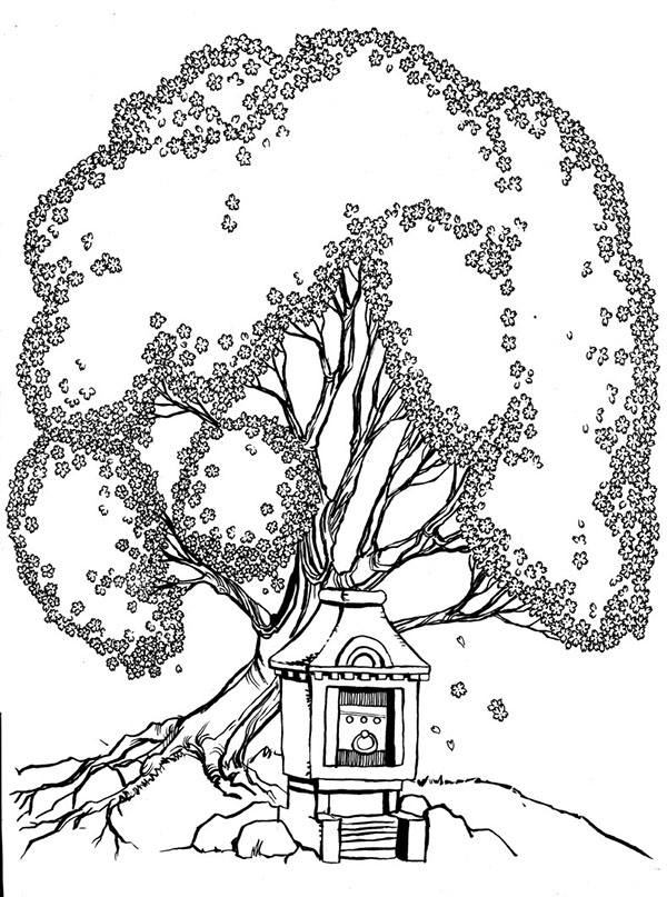 black and white  Illustration  asian style  asiatic japanese style  fantasy  dragons  dragon  kappa  geisha   ink  ink illustration