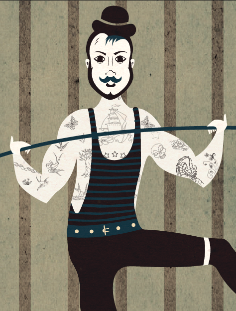 GigPoster tattoo mustache skini thin man poster