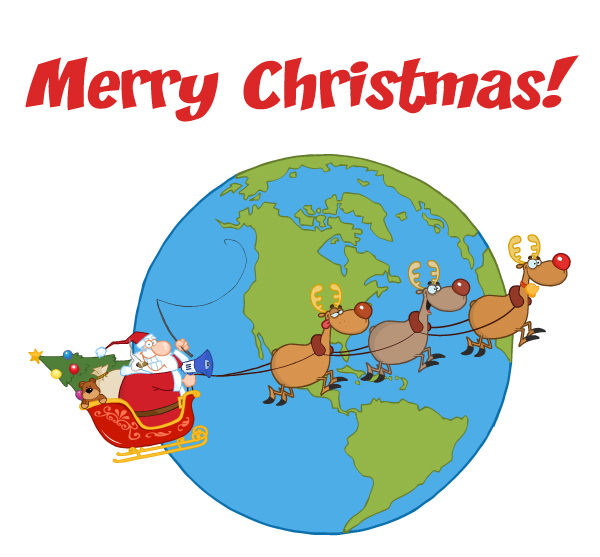 animal cartoon Character Christmas graphic December decorations deer Eve gifts greeting Holiday reindeer santa sleigh