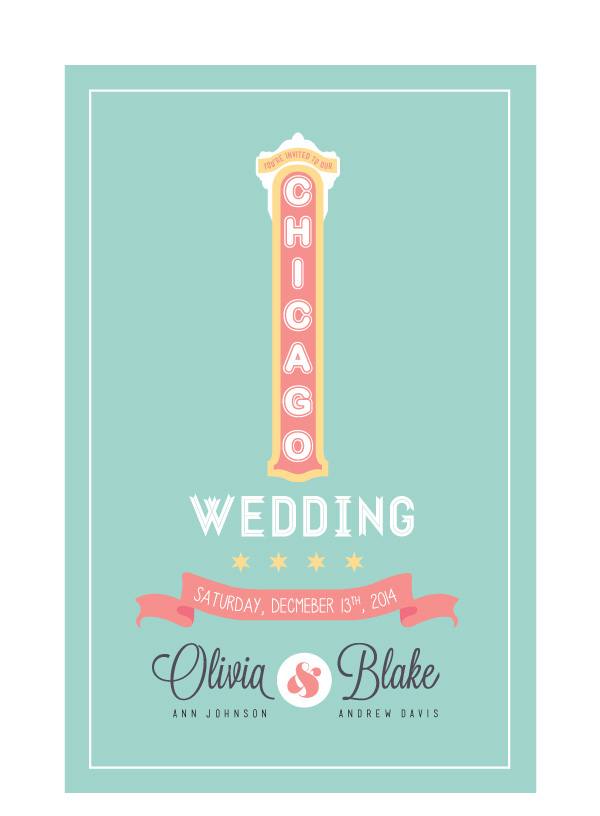 wedding Invitation Collateral Program table cards rsvp chicago Themed
