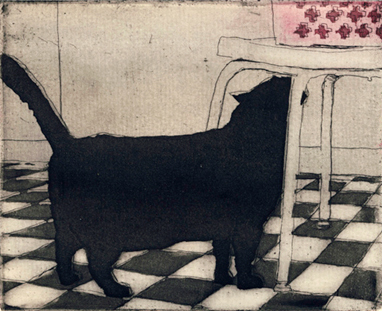 Cat etching printmaking
