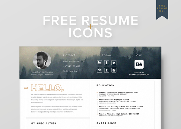 free resume template   icons  self promotion  on behance