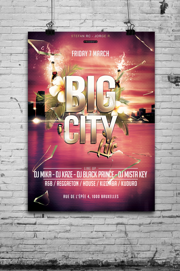 party flyer night cool city