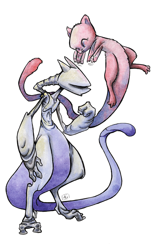 Mew and Mewtwo.