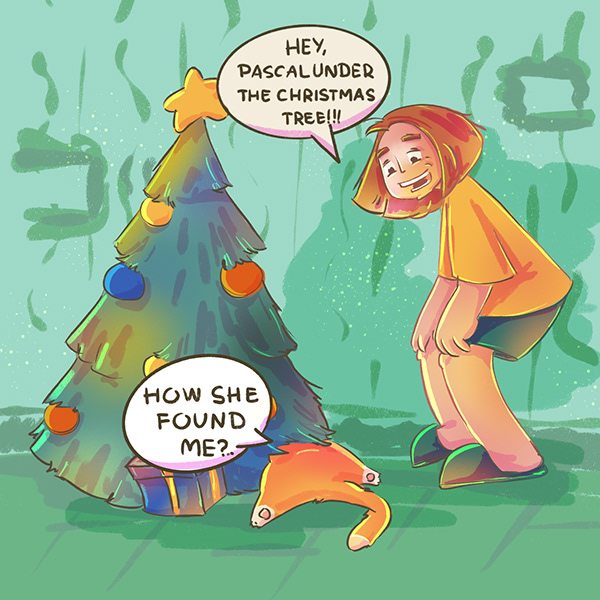 cat vs. x-mas tree