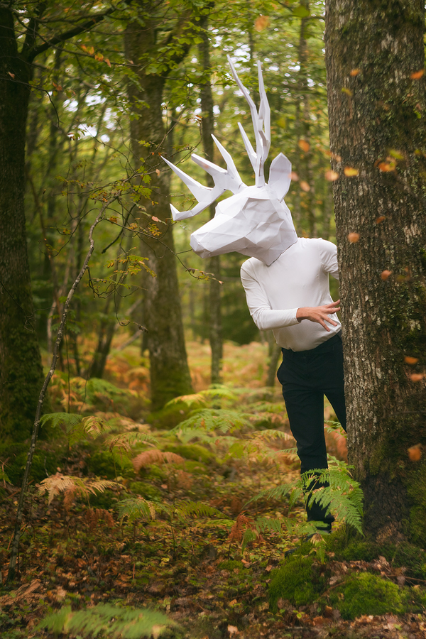 deer mask masked self selfportrait self portrait wood forest