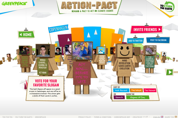 crowd sourcing Greenpeace climate change social media Contextual Video paper vision Actionscript environment creative