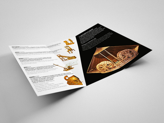 immagine coordinata brochure business card museo leonardo Leonardo monocromo