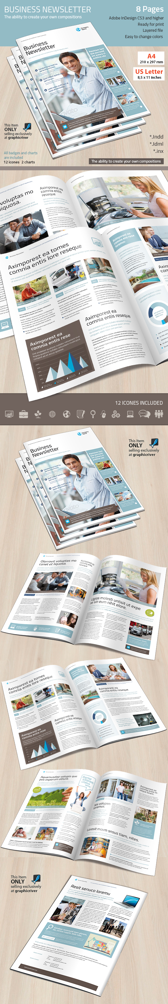 brochure business clean corporate cyan delicate design templates elegant f.a.q financial graphic river graphicriver gray icons
