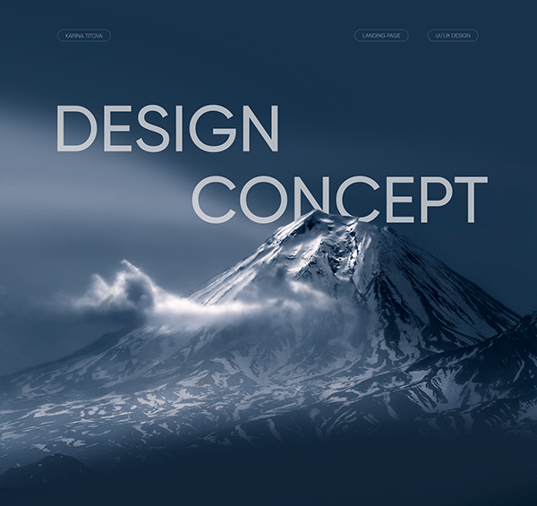 The design of the concept landing page about Kamchatka