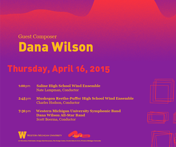 Day dreams concert wind and percussion WMU band poster Mockup stipple stippling three color color orchestra school