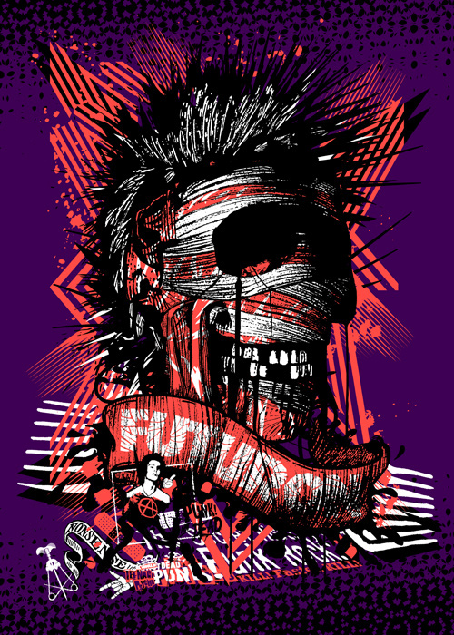 skull punk futur no futur poster print purple