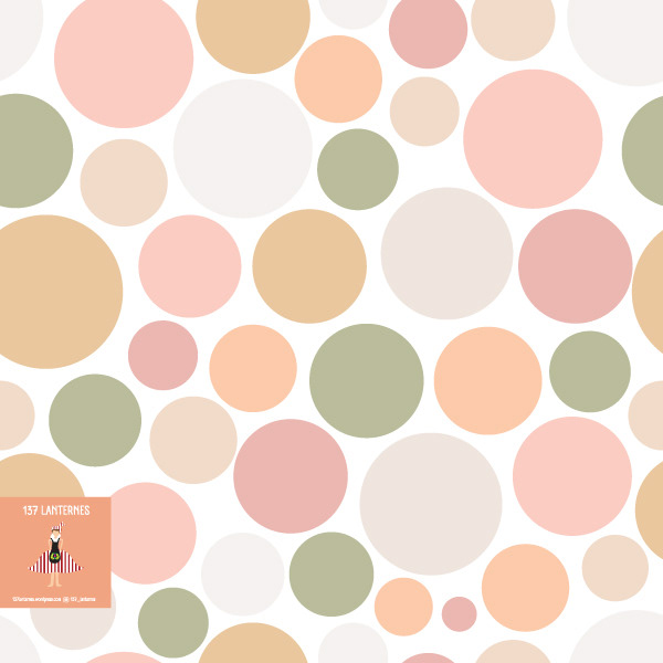 Repeat pattern with sushi theme coloured polka dots.