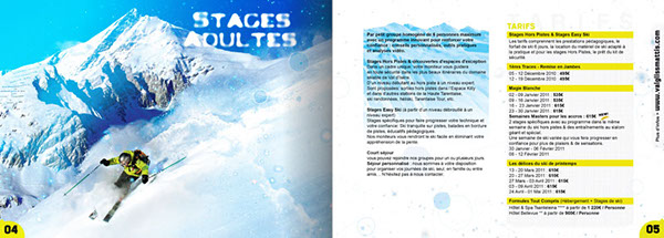 Sun Valley Amadhéouse Valgliss ski school Clothing ecological catalog brochure Fly photoshop effect