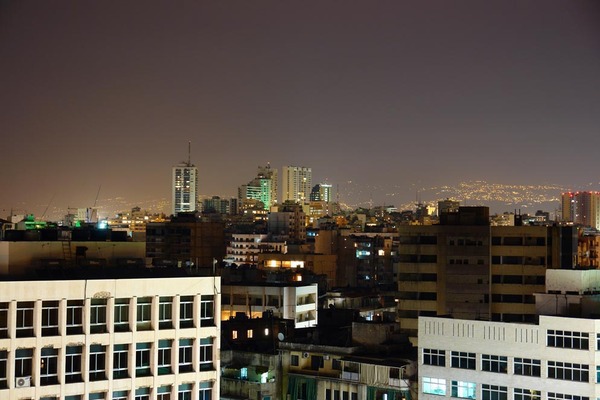 Beirut cityscape night